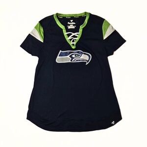 Seattle Seahawks NFL Fanatics Women's Lace Up T-Shirt Football Jersey